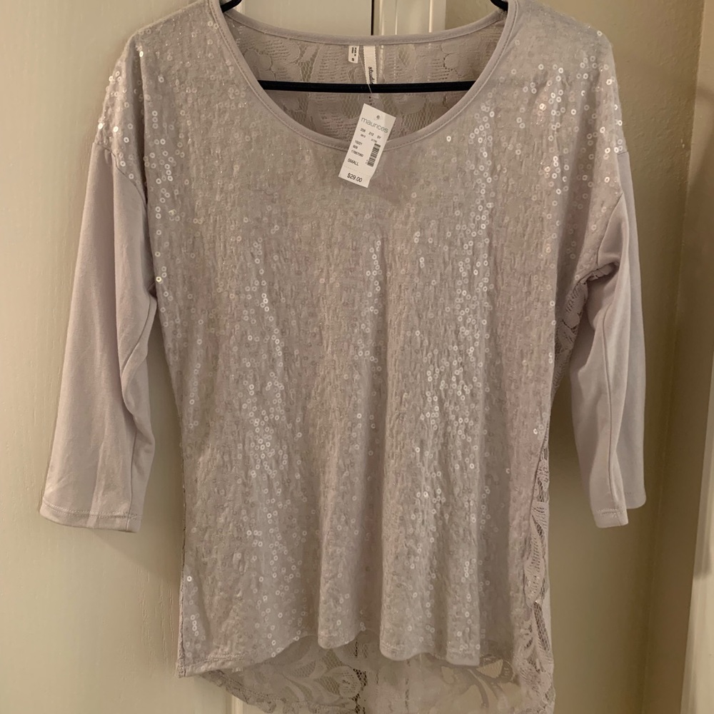 NWT Maurice’s Studio Y Lace/Sequin Shirt Size S